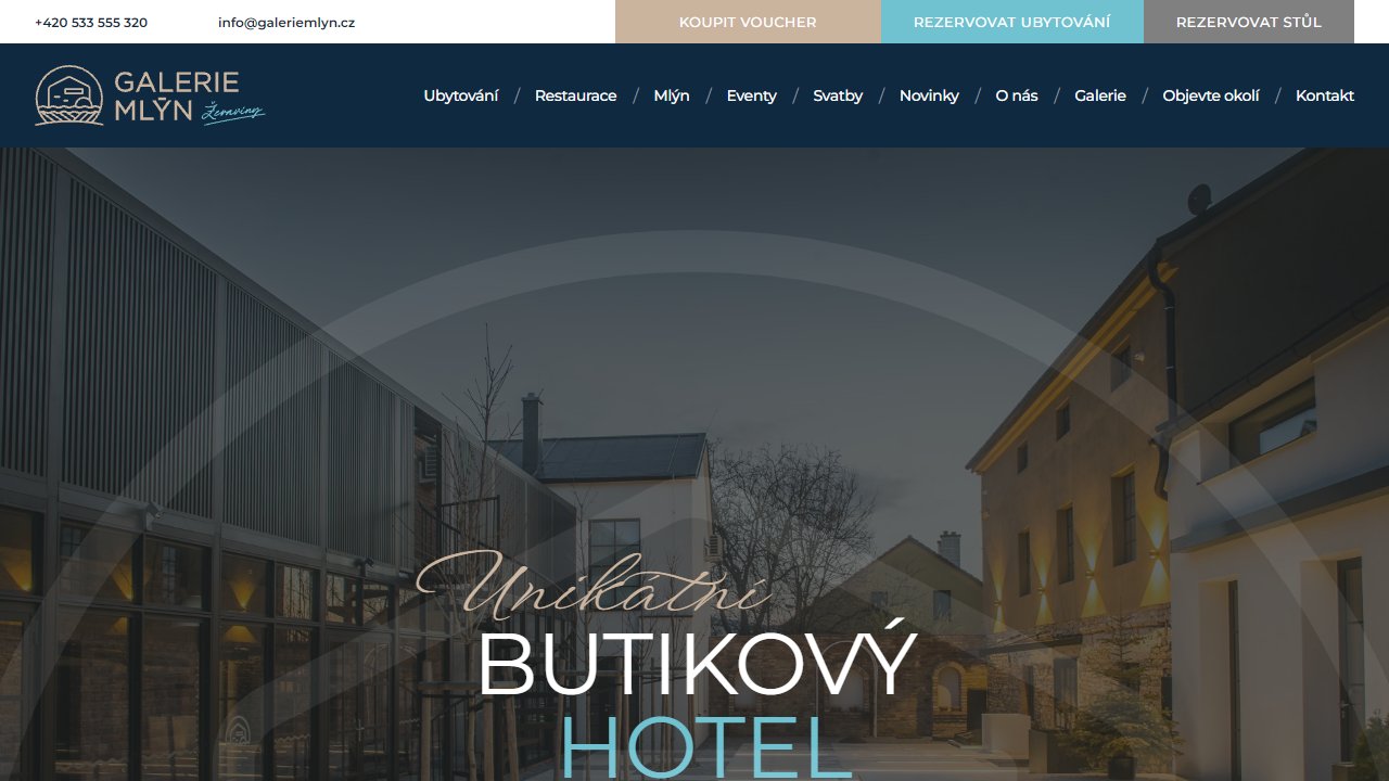 Galerie Mlýn – webová prezentace