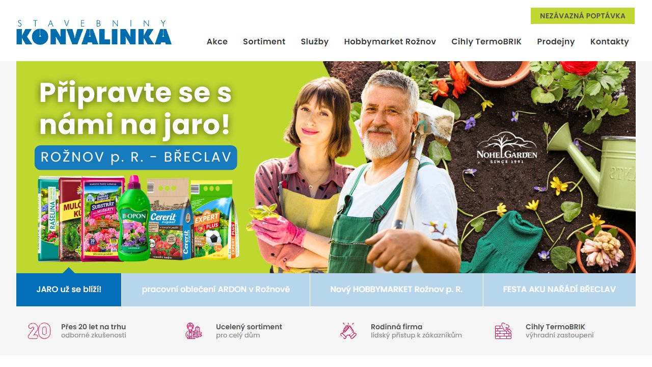 Stavebniny Konvalinka – webová prezentace